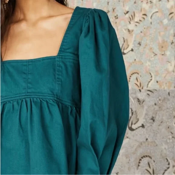 Ulla Johnson Malie Denim Top in Teal Size 2 - Picture 5 of 16